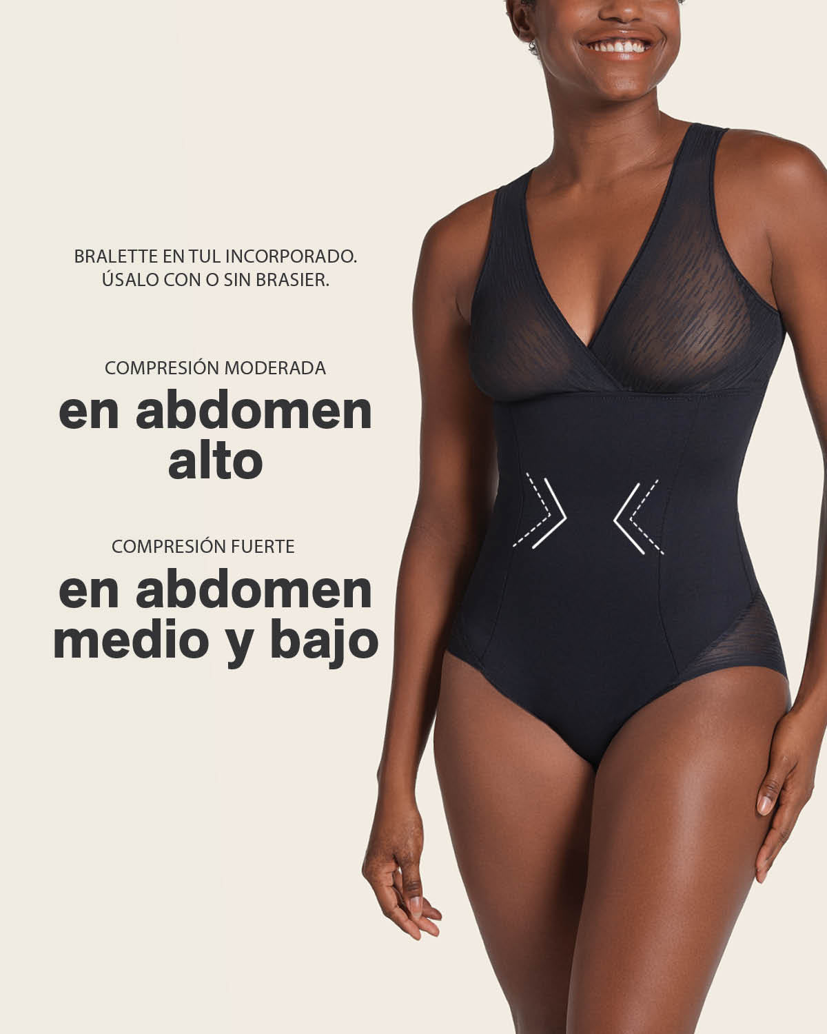 Sheer Stripe Detail Sculpting Bodysuit