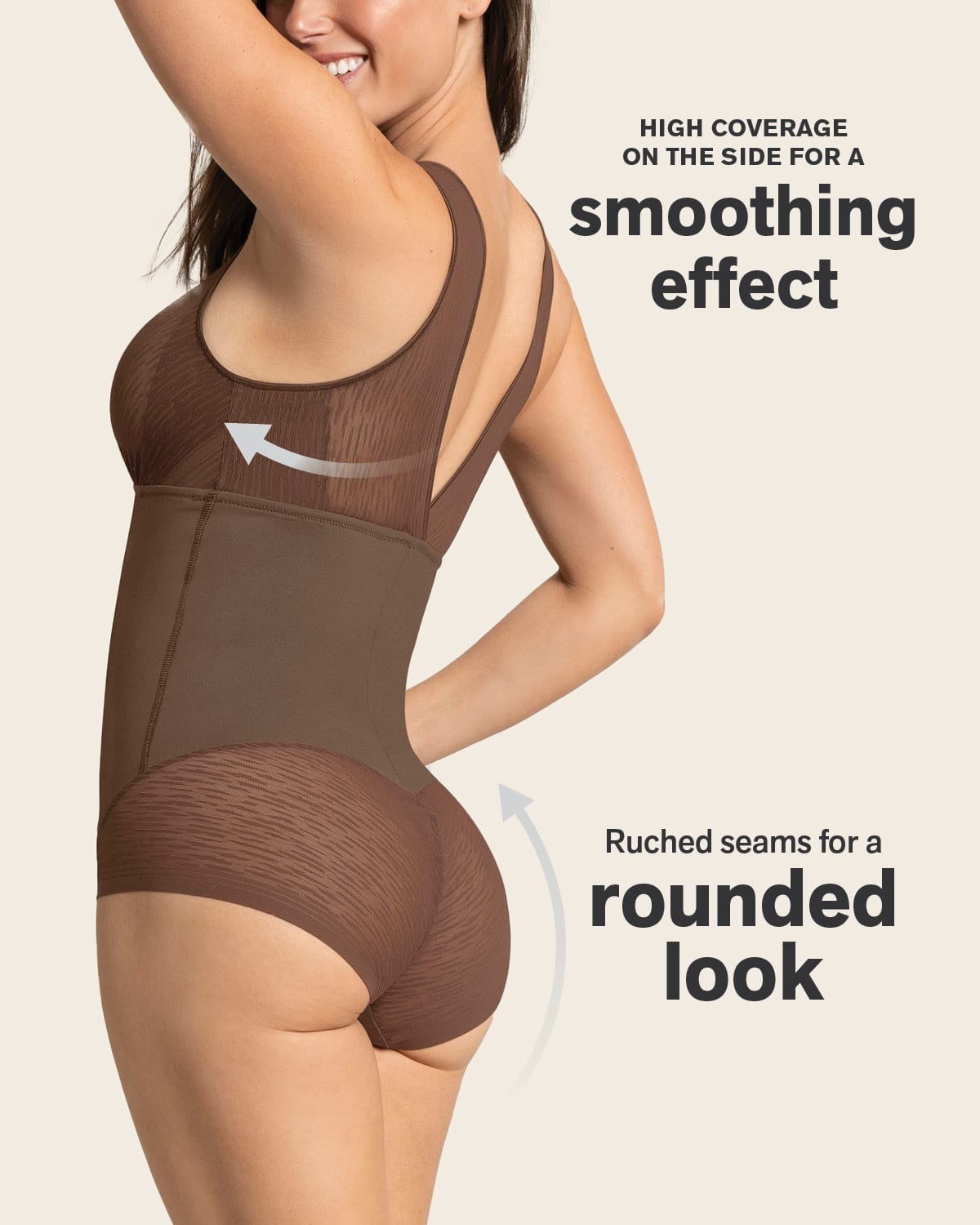 Sheer Stripe Detail Sculpting Bodysuit