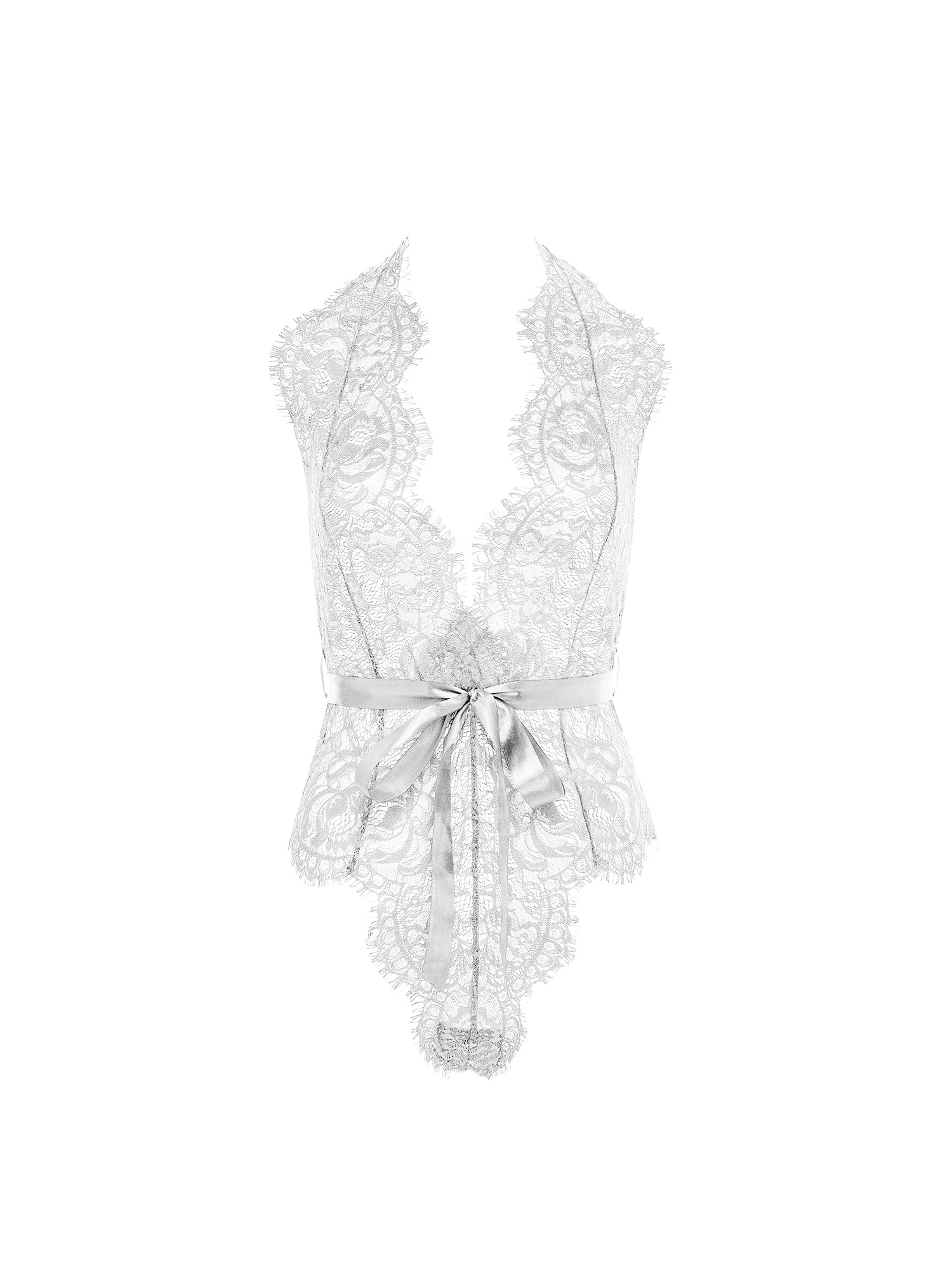Naomi Eyelash Lace Halter Teddy With Functional Ties
