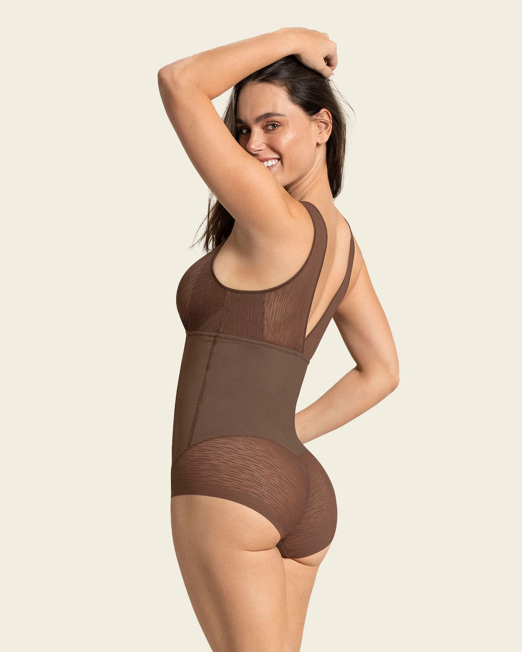 Sheer Stripe Detail Sculpting Bodysuit