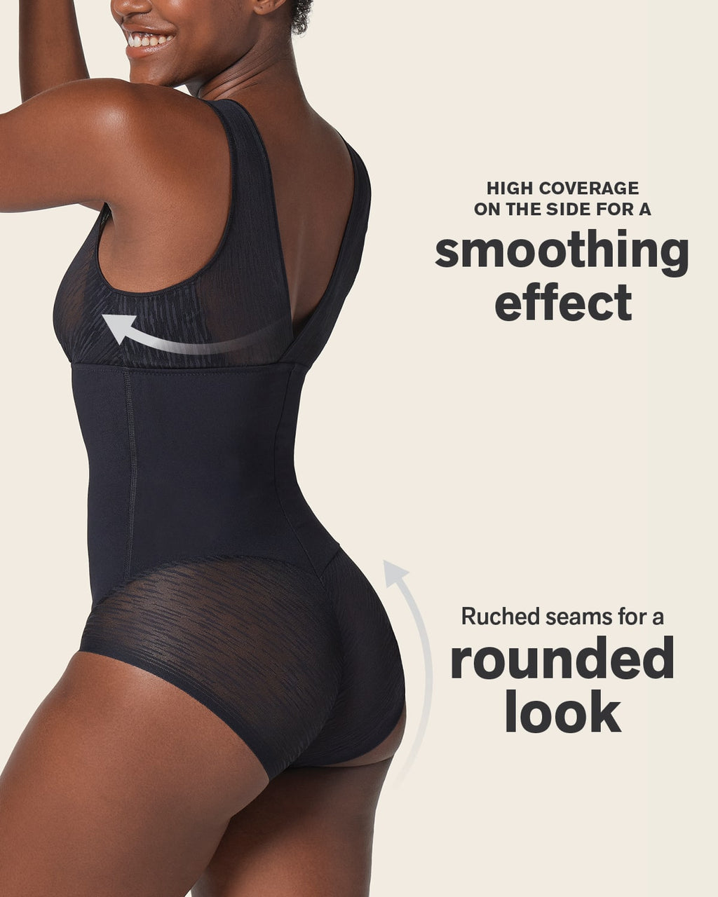 Sheer Stripe Detail Sculpting Bodysuit