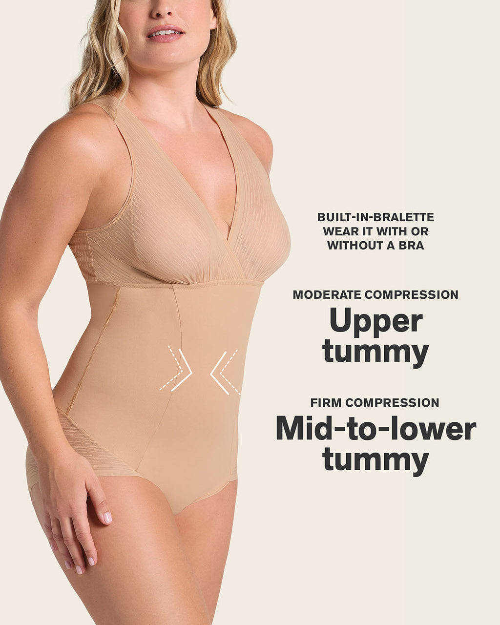 Sheer Stripe Detail Sculpting Bodysuit