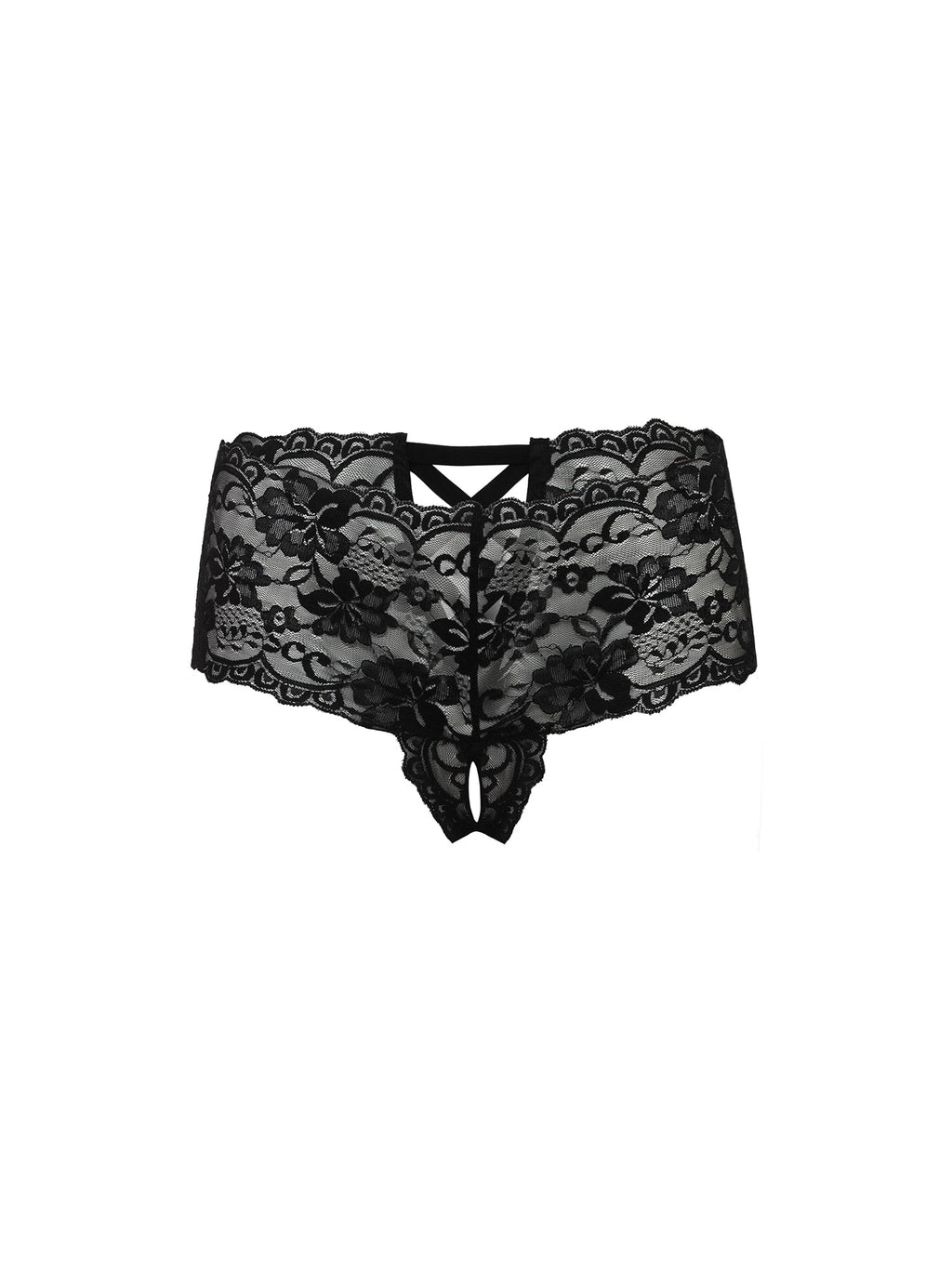 Curvy Good Night Kiss Lace Crotchless Boyshort