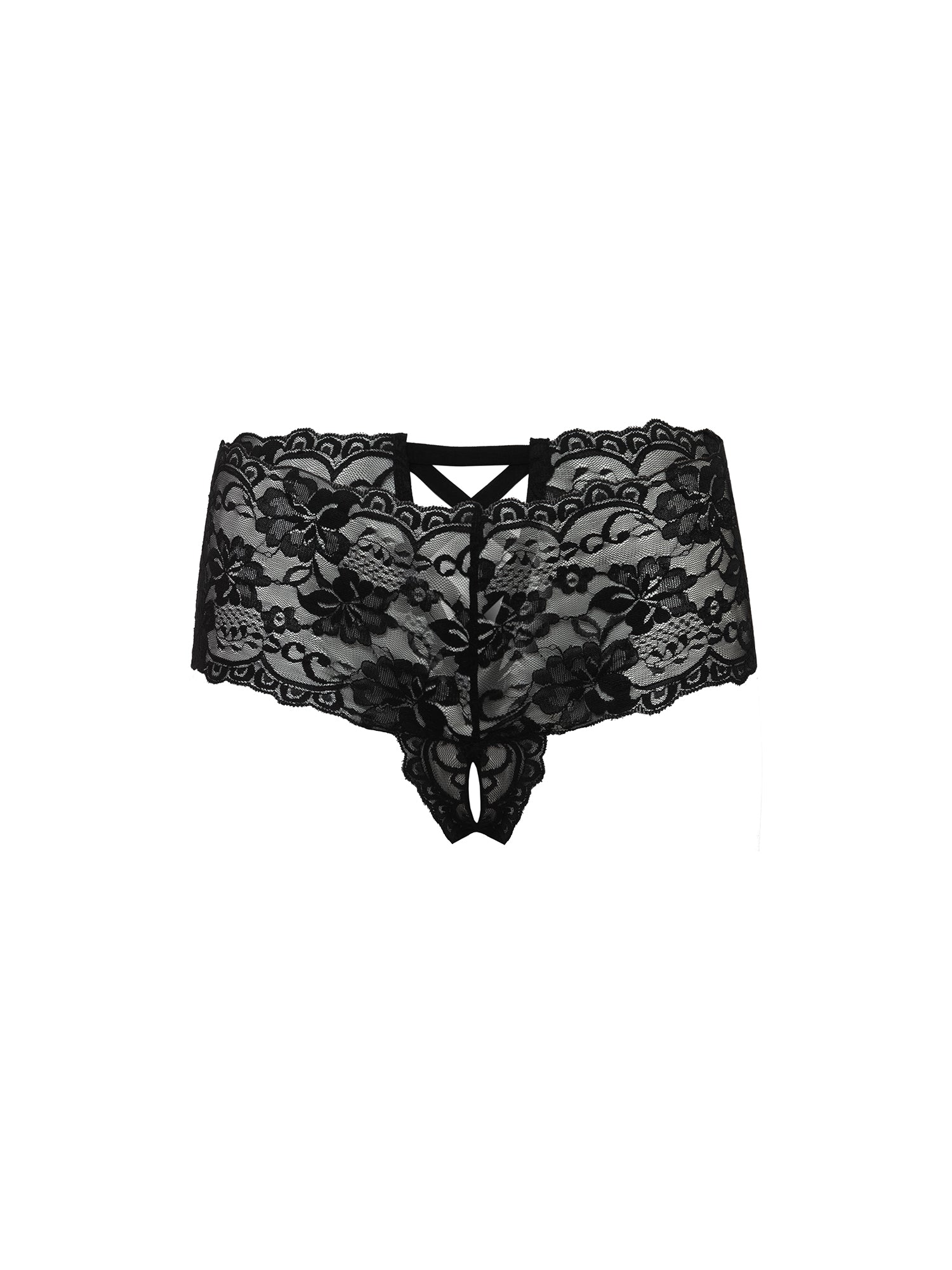 Curvy Good Night Kiss Lace Crotchless Boyshort