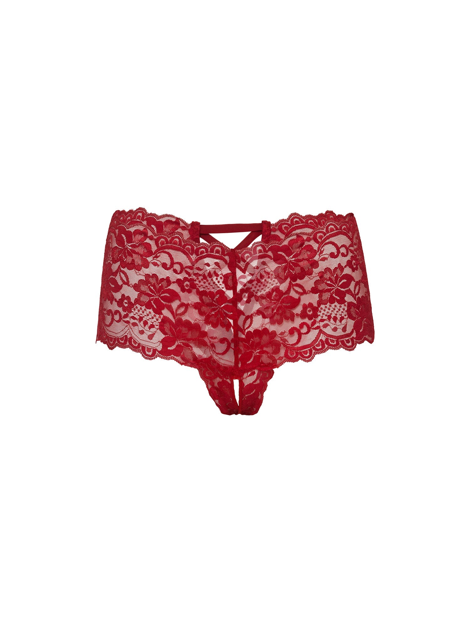 Curvy Good Night Kiss Lace Crotchless Boyshort