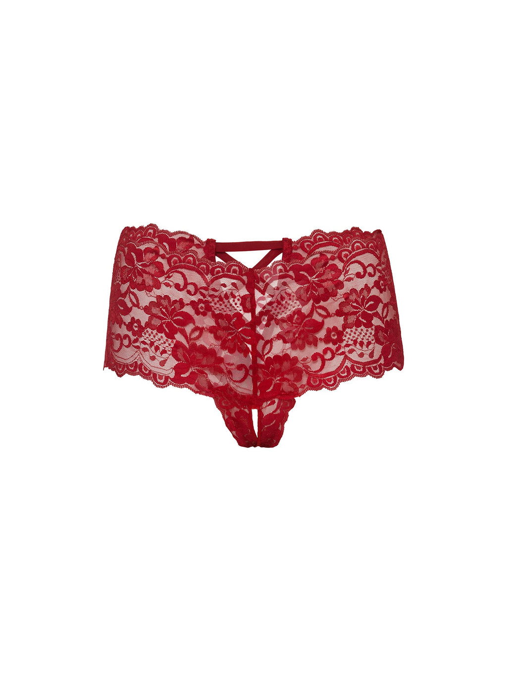 Curvy Good Night Kiss Lace Crotchless Boyshort