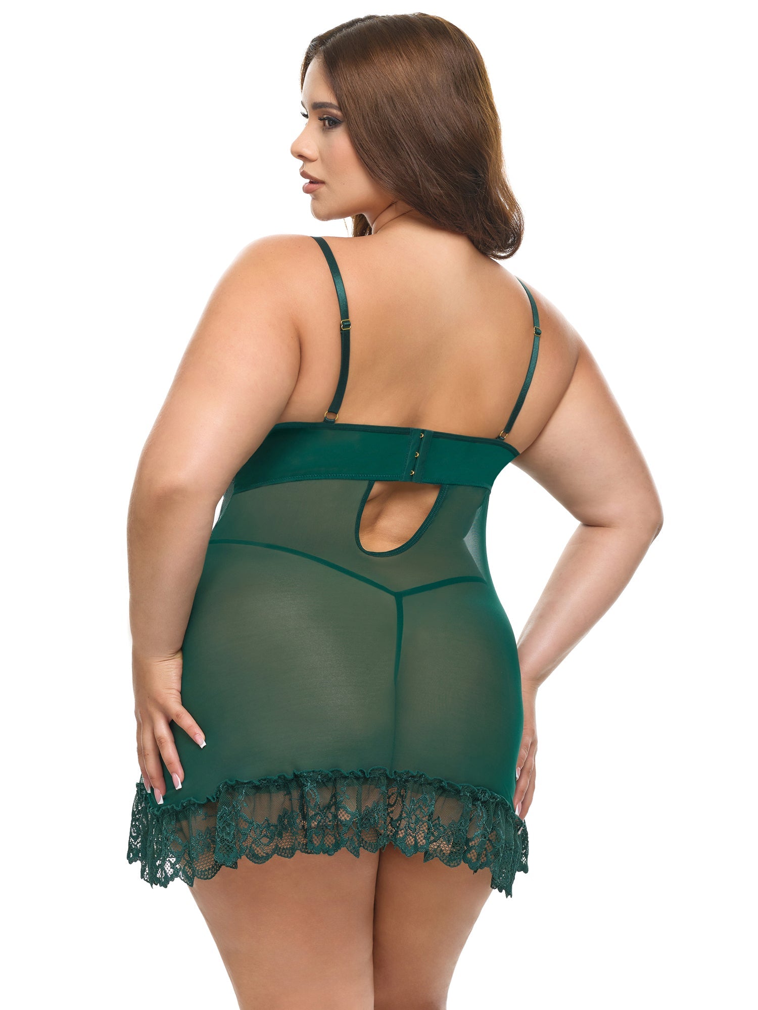 Valentine Soft Cup Lacey Plus Size Babydoll With Bows And G-string Panty