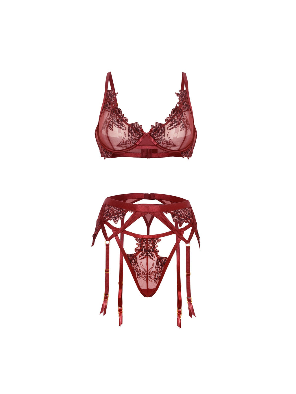 Nina Sheer 3 Piece Bra Set