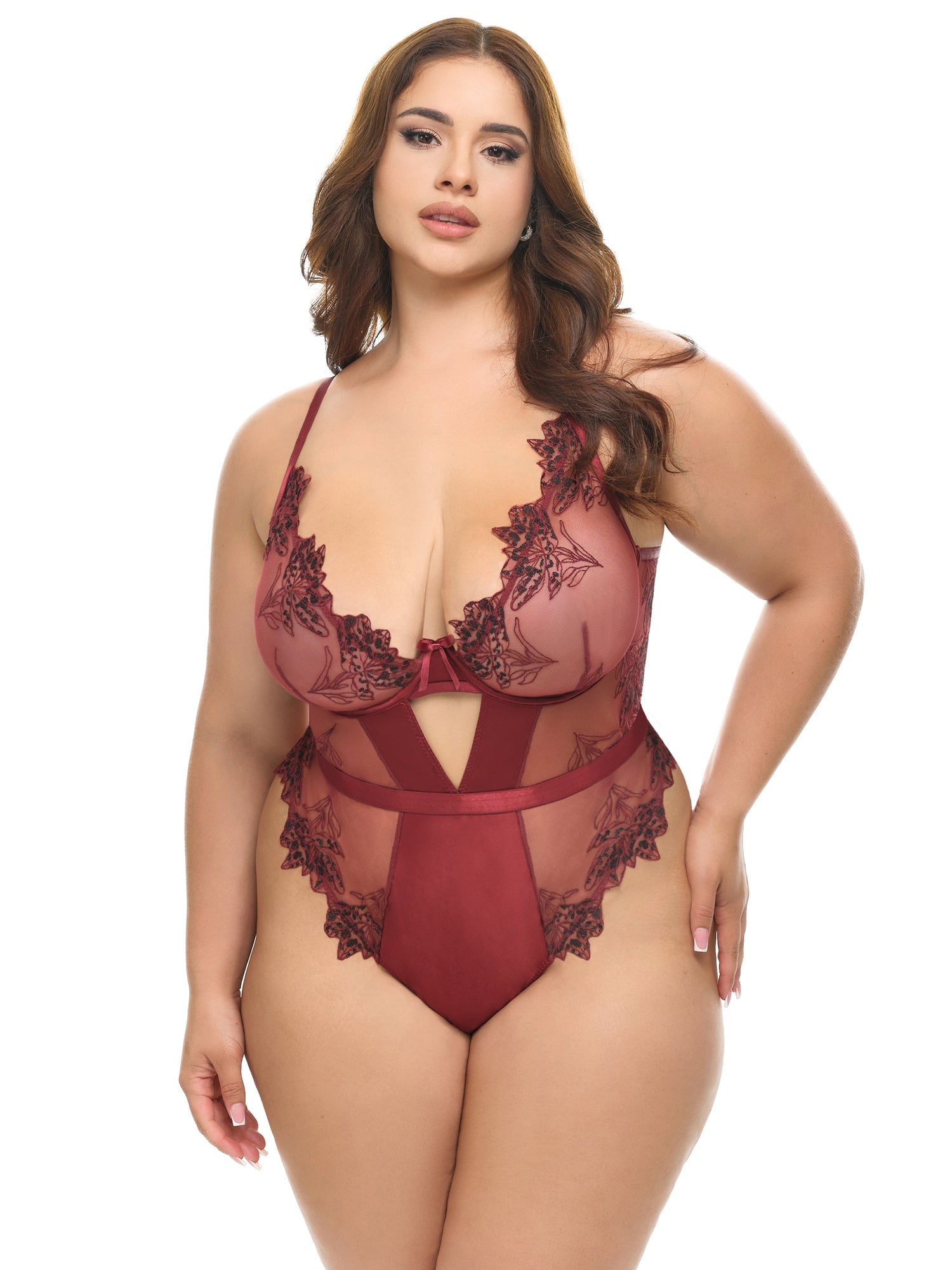 Curvy Nina Sheer Teddy