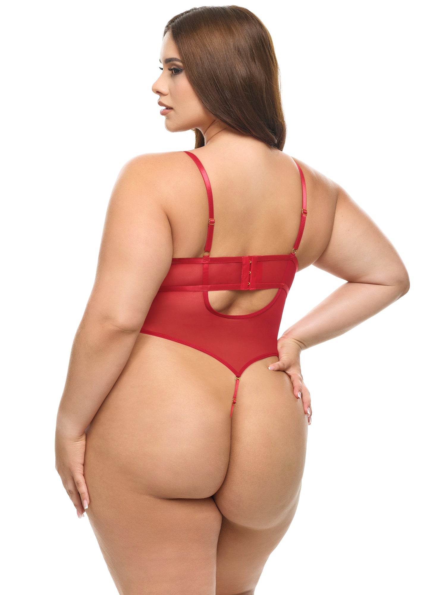 Curvy Mariah Sheer Embroidered Teddy