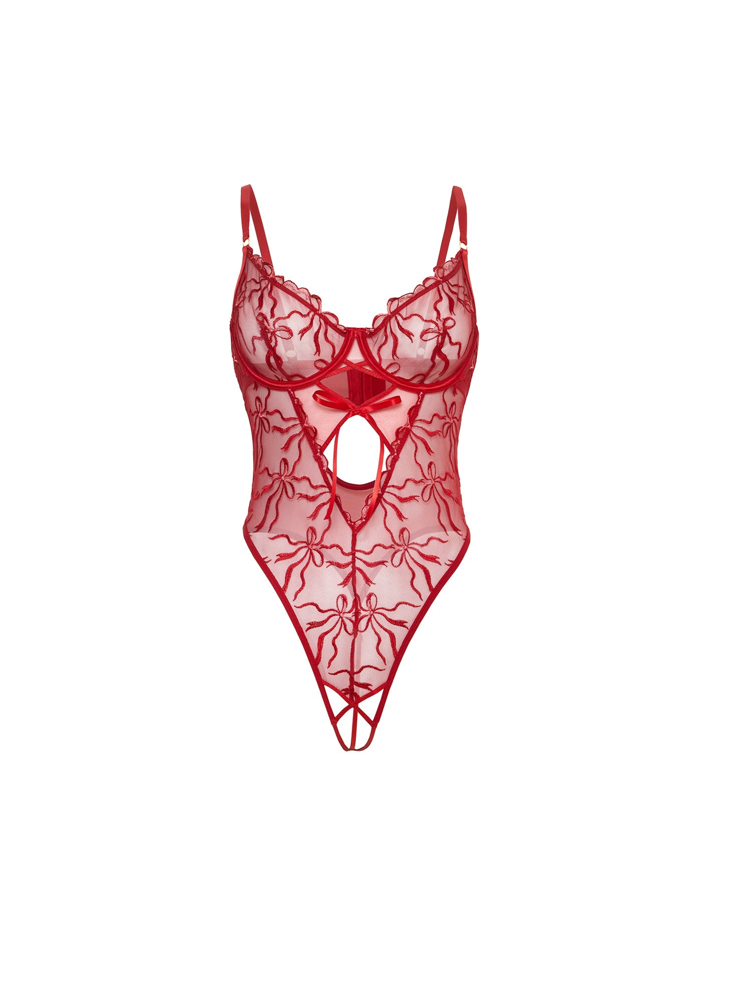 Curvy Mariah Sheer Embroidered Teddy