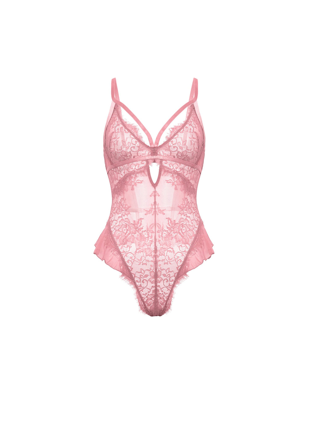 Curvy Flora Sheer Lace Teddy