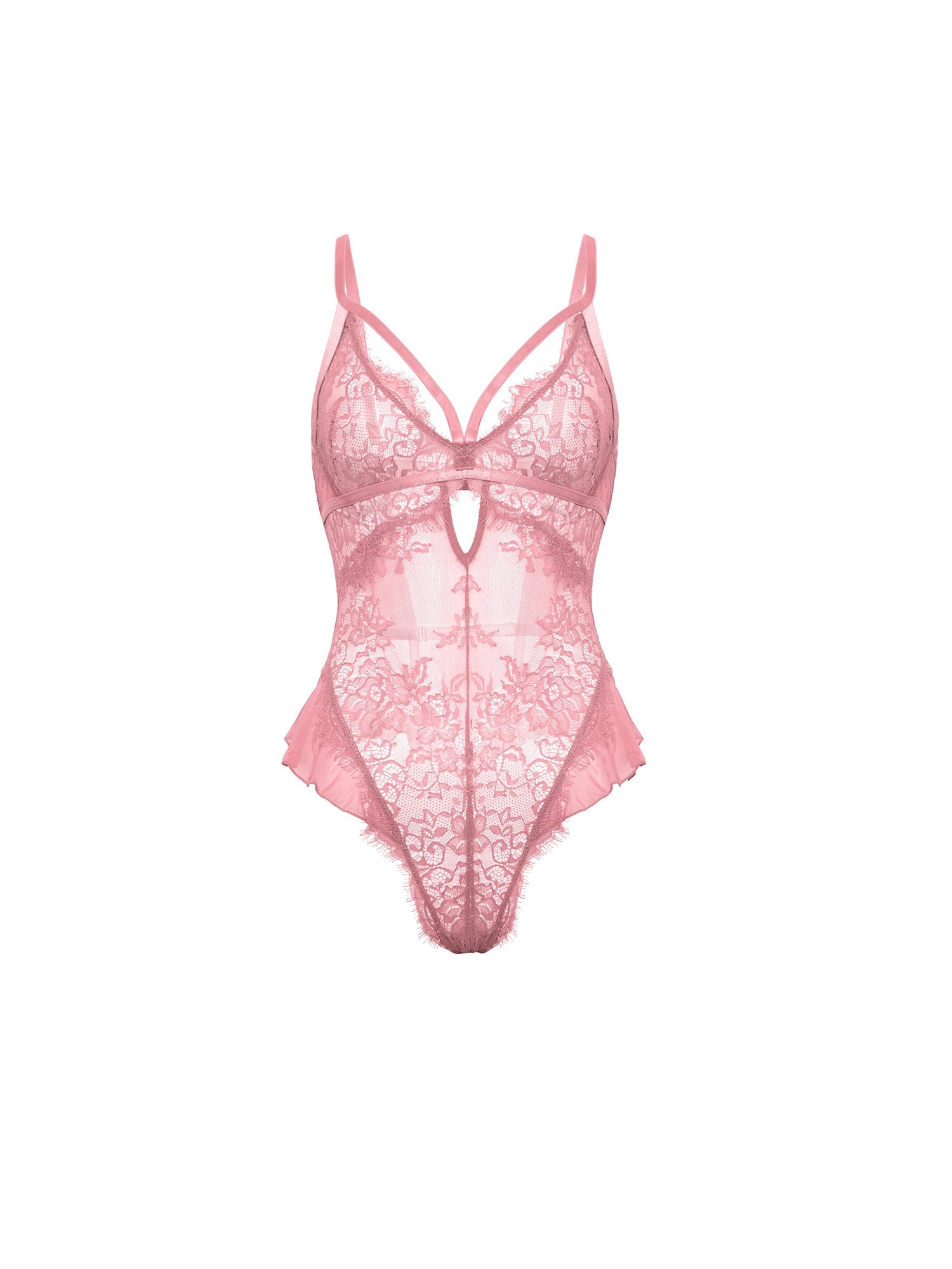 Curvy Flora Sheer Lace Teddy