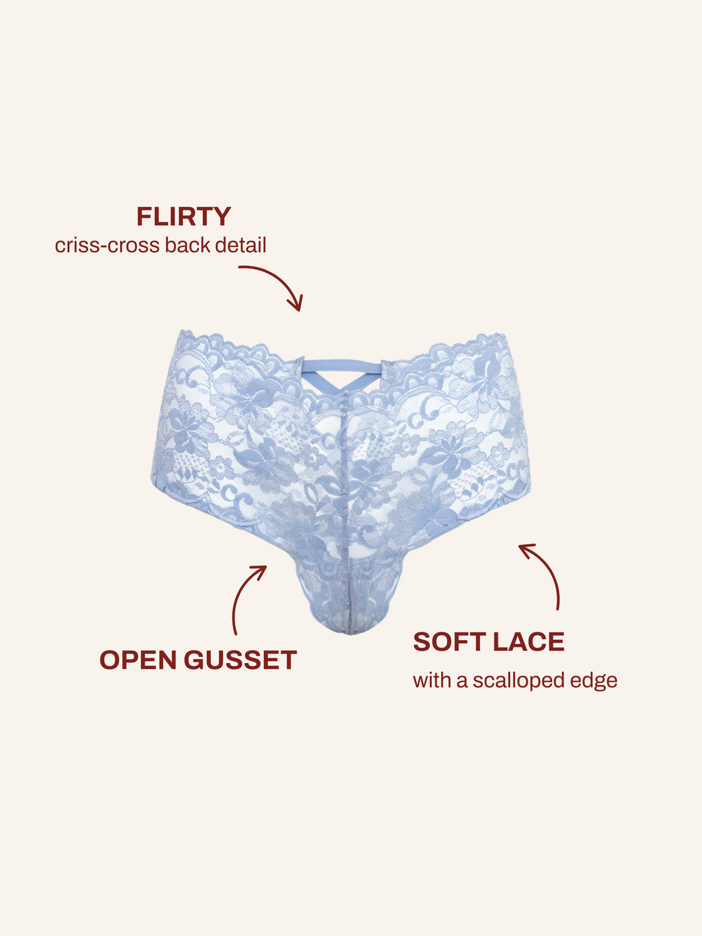 Curvy Good Night Kiss Lace Crotchless Boyshort