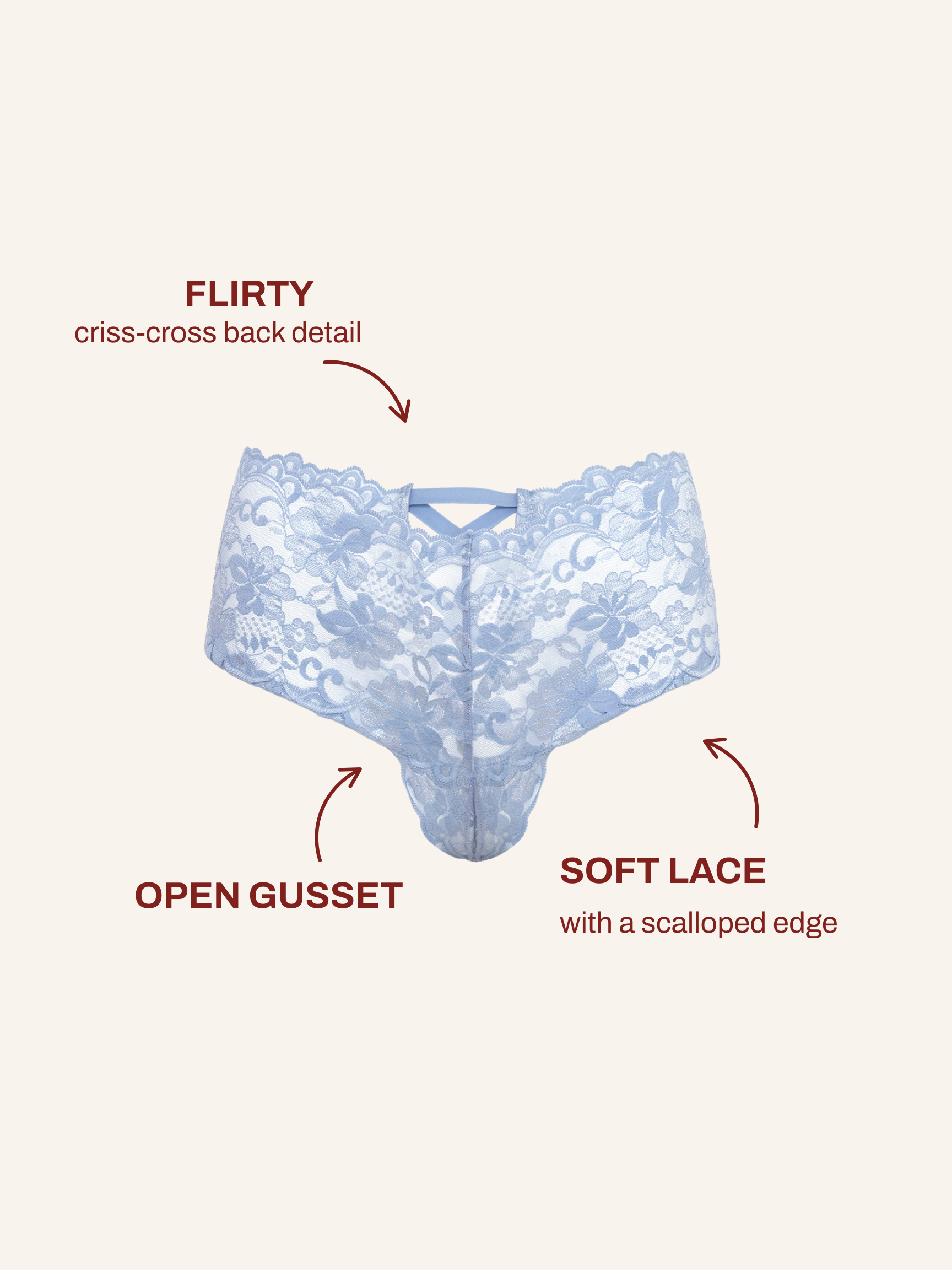 Curvy Good Night Kiss Lace Crotchless Boyshort