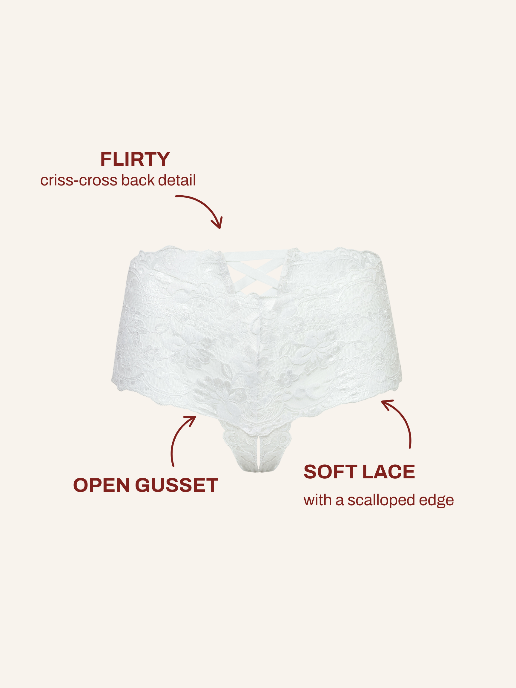 Curvy Good Night Kiss Lace Crotchless Boyshort