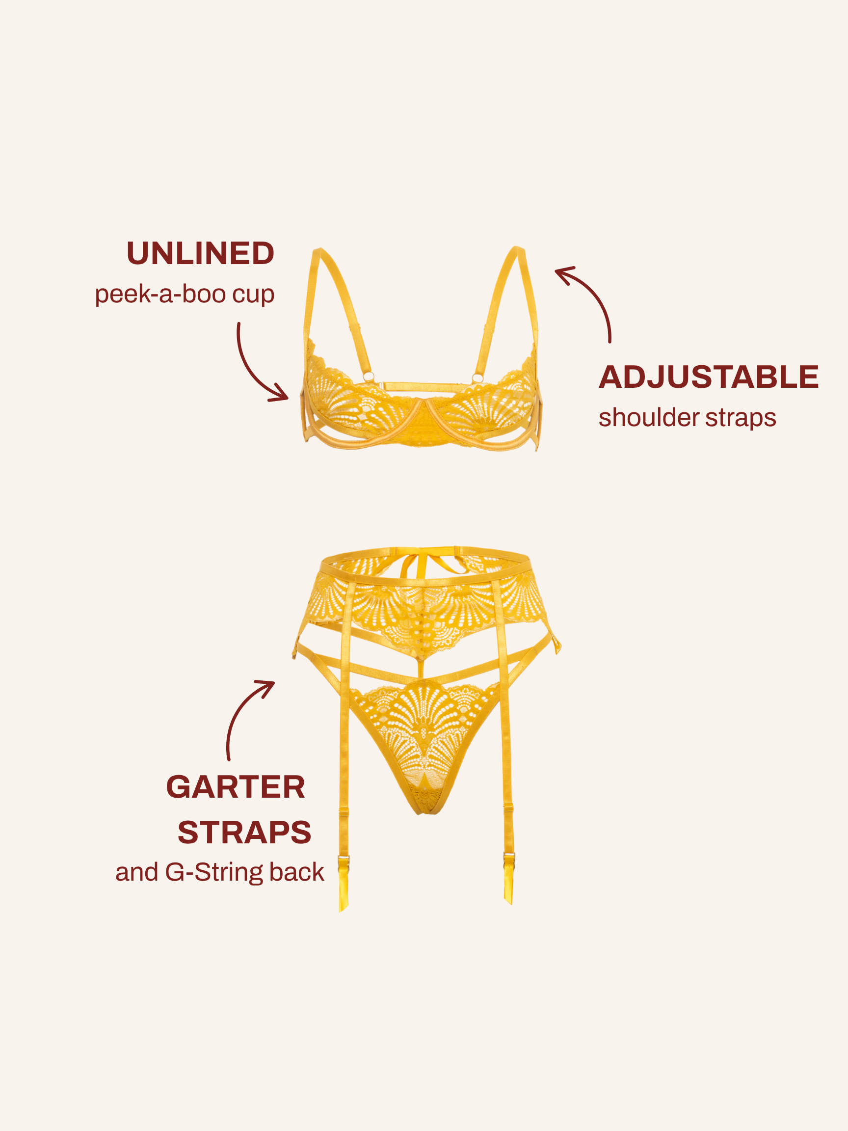 Hazel Peek-A-Boo 3 PC Bra Set