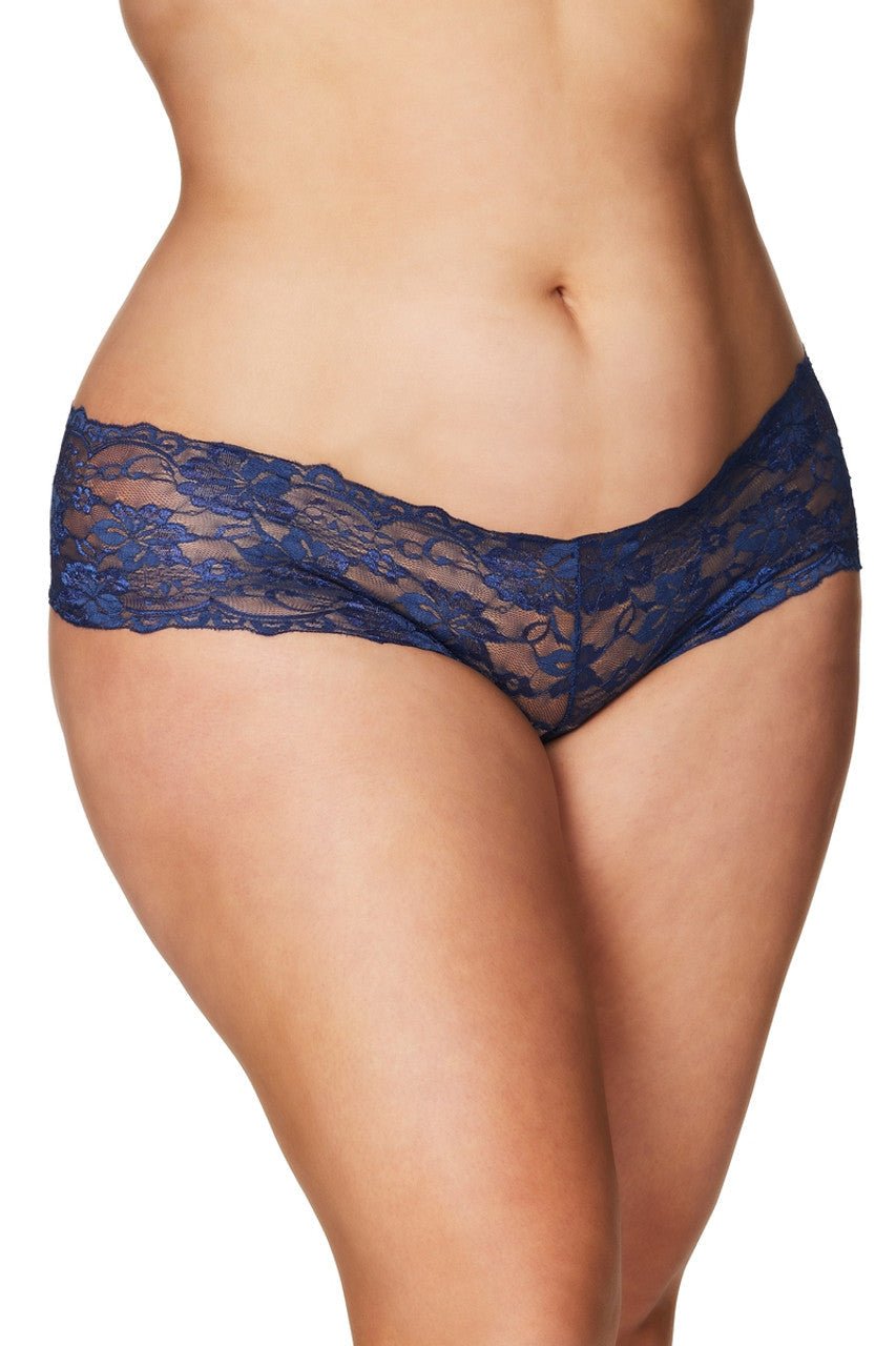 Curvy Good Night Kiss Lace Crotchless Boyshort