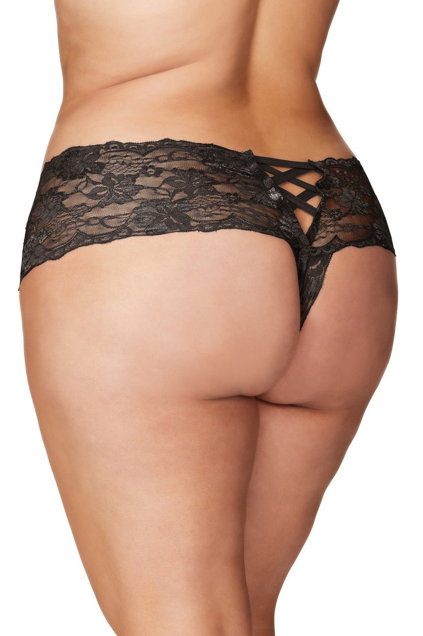 Curvy Good Night Kiss Lace Crotchless Boyshort