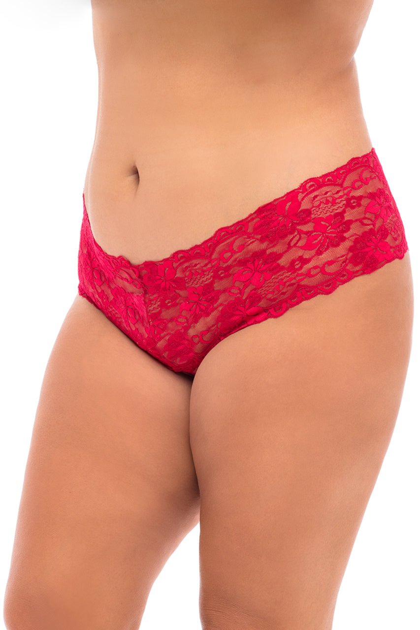 Curvy Good Night Kiss Lace Crotchless Boyshort